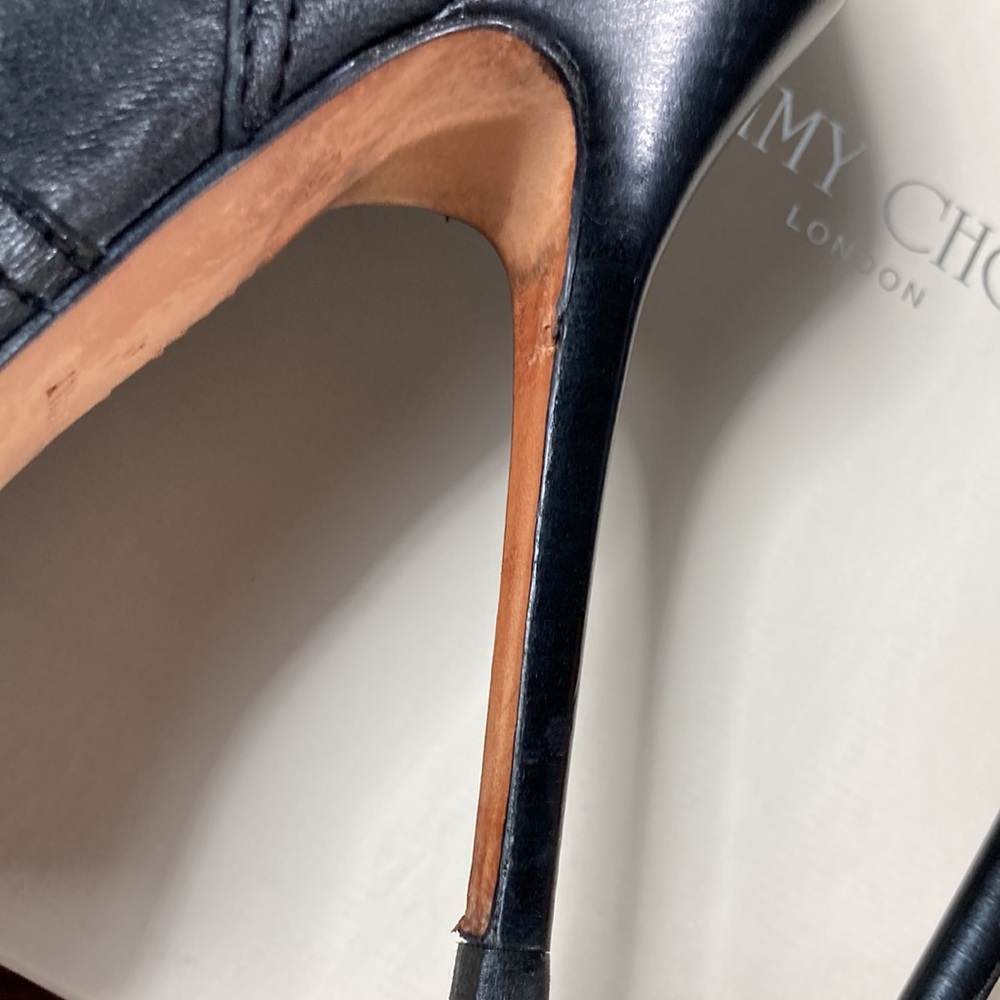 Jimmy Choo biker leather unlined heeled boots - Picture 11 of 15